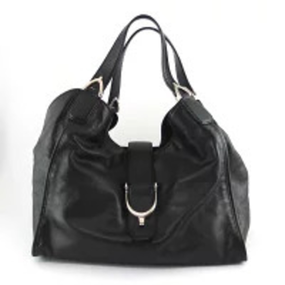 Gucci Stirrup Tote Bag Semi Shoulder Black